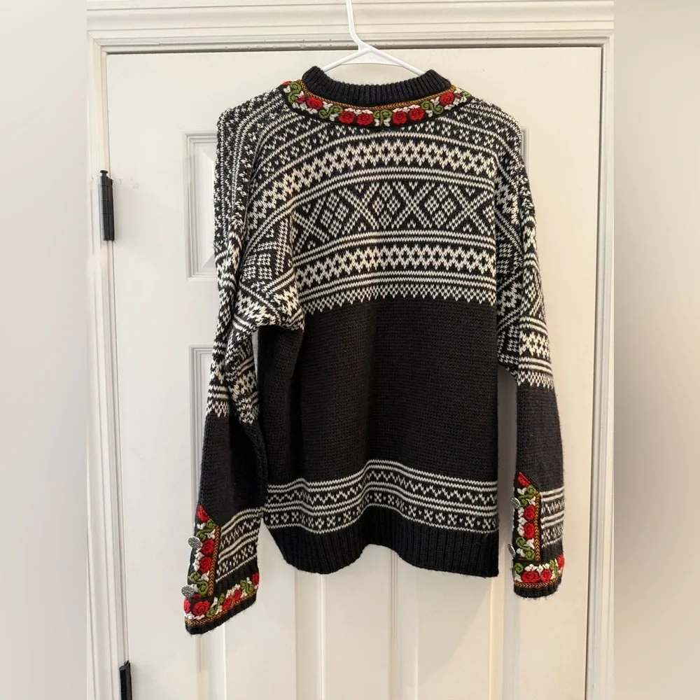 Vintage Nordstrikk Cardigan Sweater Womens Men’s White Wool Fair Isle Norway Ski - Picture 6 of 9